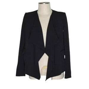 Karl Lagerfeld Paris Open Front Waterfall Blazer Pockets Black Size 2